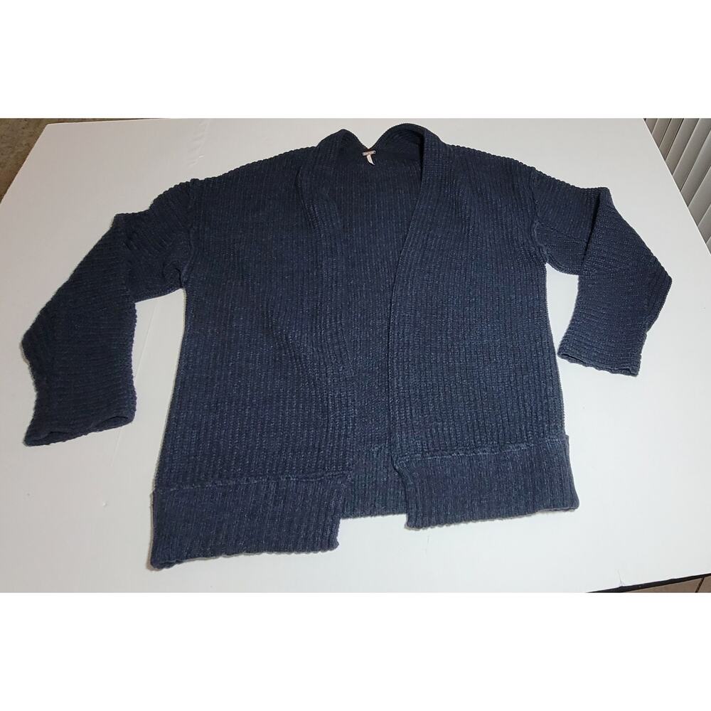 Free People Navy High Hopes oversized open Cardigan Chunky Knit sz Small